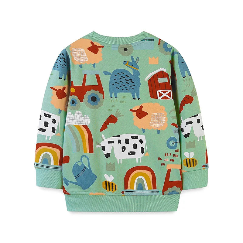 Jumping Meters Autumn Spring Children's Sweatshirts With Animals Print Hot Selling Sport Kids Fashion Shirts Tops