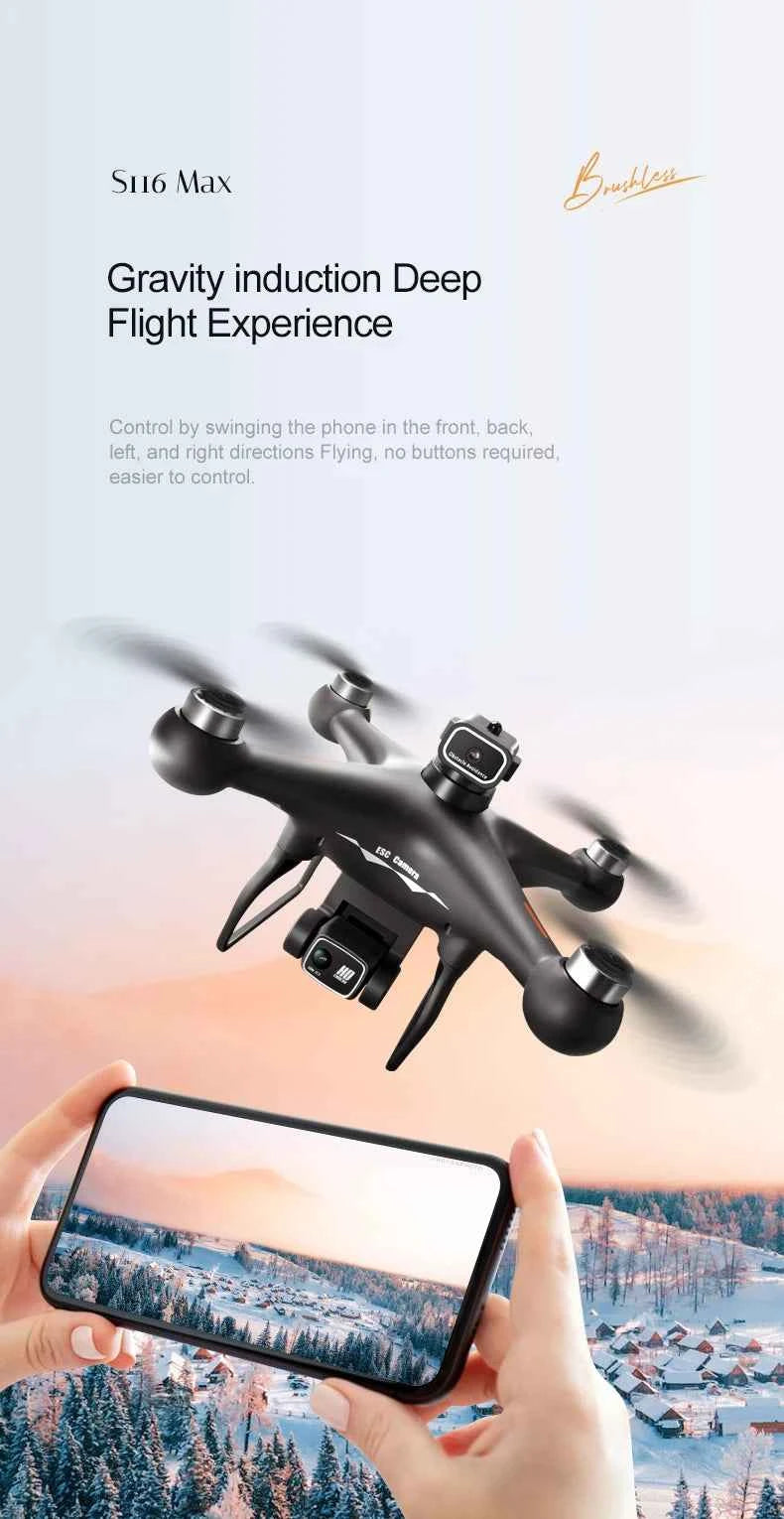 S116 MAX Drone Professional with 3 Batteries 8K Dual Camera Optical Flow Brushless 360° Obstacle Avoidance WIFI FPV RC Dron Toys