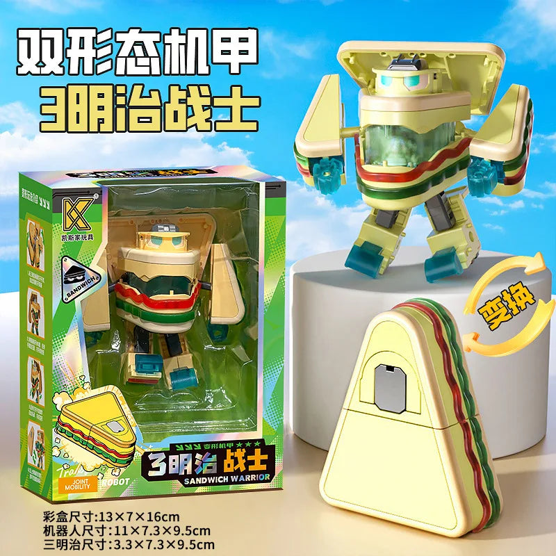 Kids Transformation Robot Toy Fun Simulation Food, Sandwich-making Mecha Robot Models Drink-shaped Free Transformation Robot Toy
