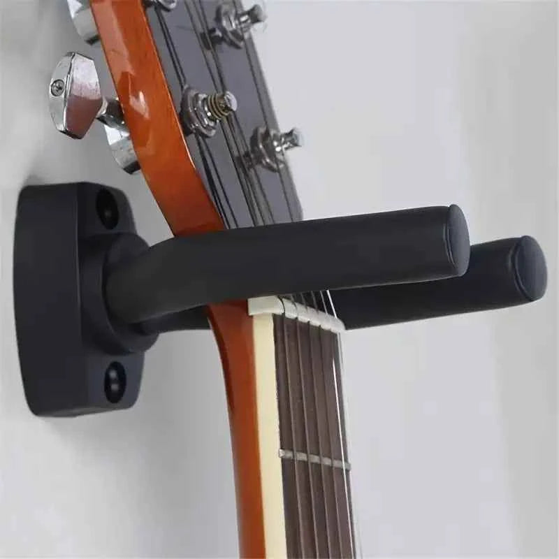 1pc Black Dual Guitar Wall Mount – Space-Saving Hook for Acoustic & Electric, Easy Install Home Studio