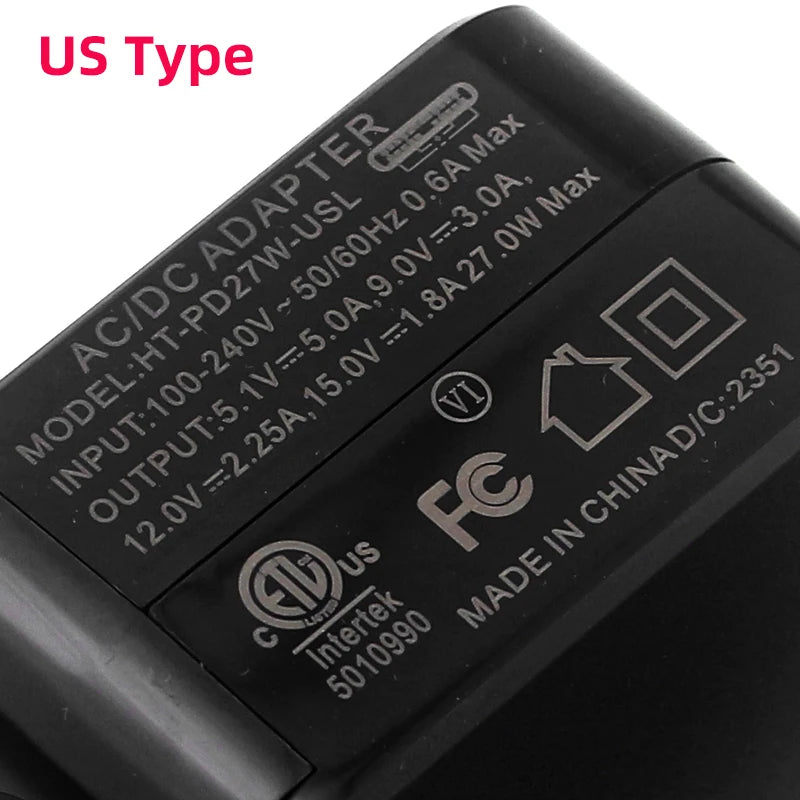 Raspberry Pi 5 Power Supply PD 27W 5.1V 5A USB Type-C Power Adapter EU US UK Plug for RPI 5 Pi5