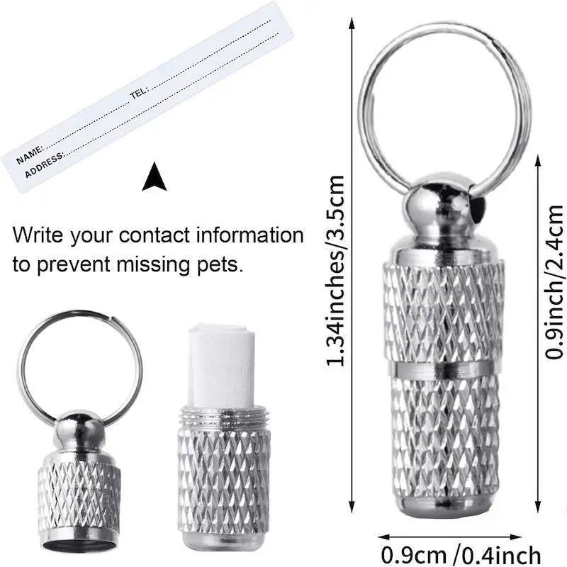 Waterproof Pet ID Capsule Tag – Anti-Lost Collar Keychain