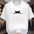 Kids Summer Cartoon cute cat Print T-Shirt Short Sleeve Crewneck Casual Top for Girls Fashion Tees