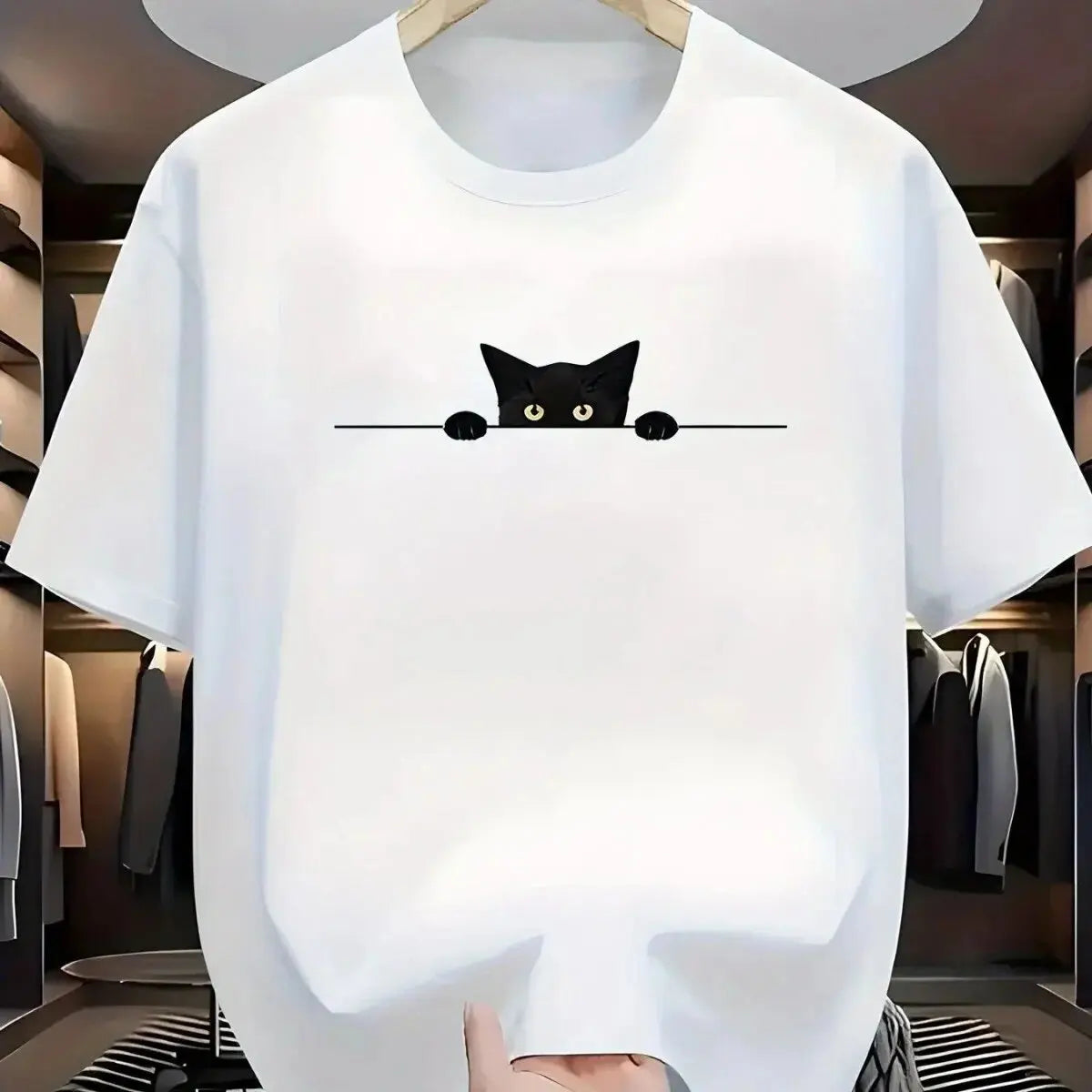 Kids Summer Cartoon cute cat Print T-Shirt Short Sleeve Crewneck Casual Top for Girls Fashion Tees
