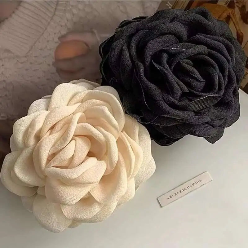 9cm Large Flower Hair Barrettes French Crab Claw For Women Hair Accessories Korean Back Of Head Shark Clip Girls Gifts