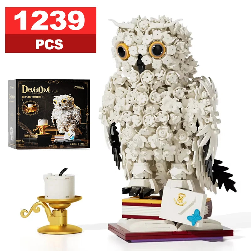 1239PCS+ Magic Owl Building Blocks Decoration Flower Owl Model Bricks Creative Kids Educational DIY Assembly Toys Holiday Gifts