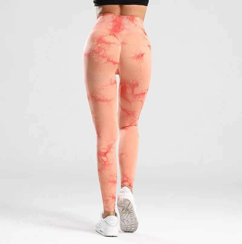 Tie Dye Seamless Gym Leggings Women Push Up Women Mallas Sports Fitness Contour Yoga Running Pants Elastic  Leggins
