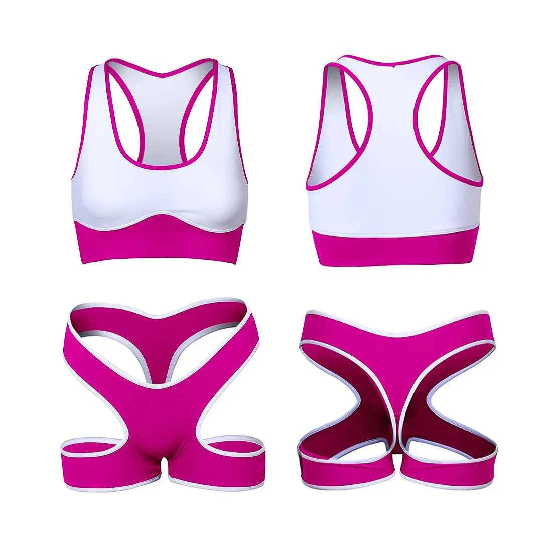 Sexy Cute Pure Desire Bra Set Girl Cheerleading Sports Underwear Lingerie Student Cosplay Costumes Hollow Split Swimsuit Bikini