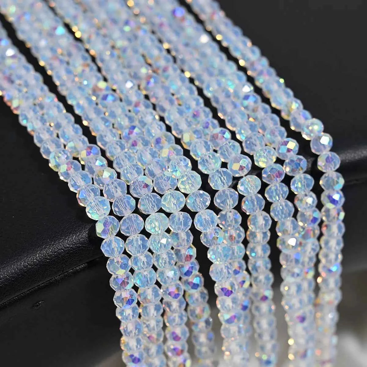 1 Strand 4MM Artificial Crystal Glass Beads Round AB Clear Faceted Loose Spacer Bead for Jewelry Making DIY Bracelet Necklace