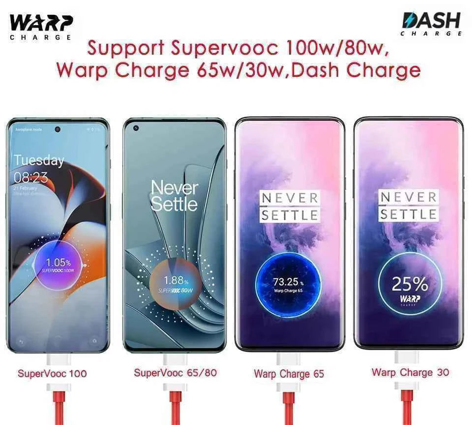 Original Oneplus Cable Supervooc 150w 100w 80w Usb Type C Warp Charge 65w Cables Usbc One Plus 13 13t 12 11 10 Nord 4 N30 SE