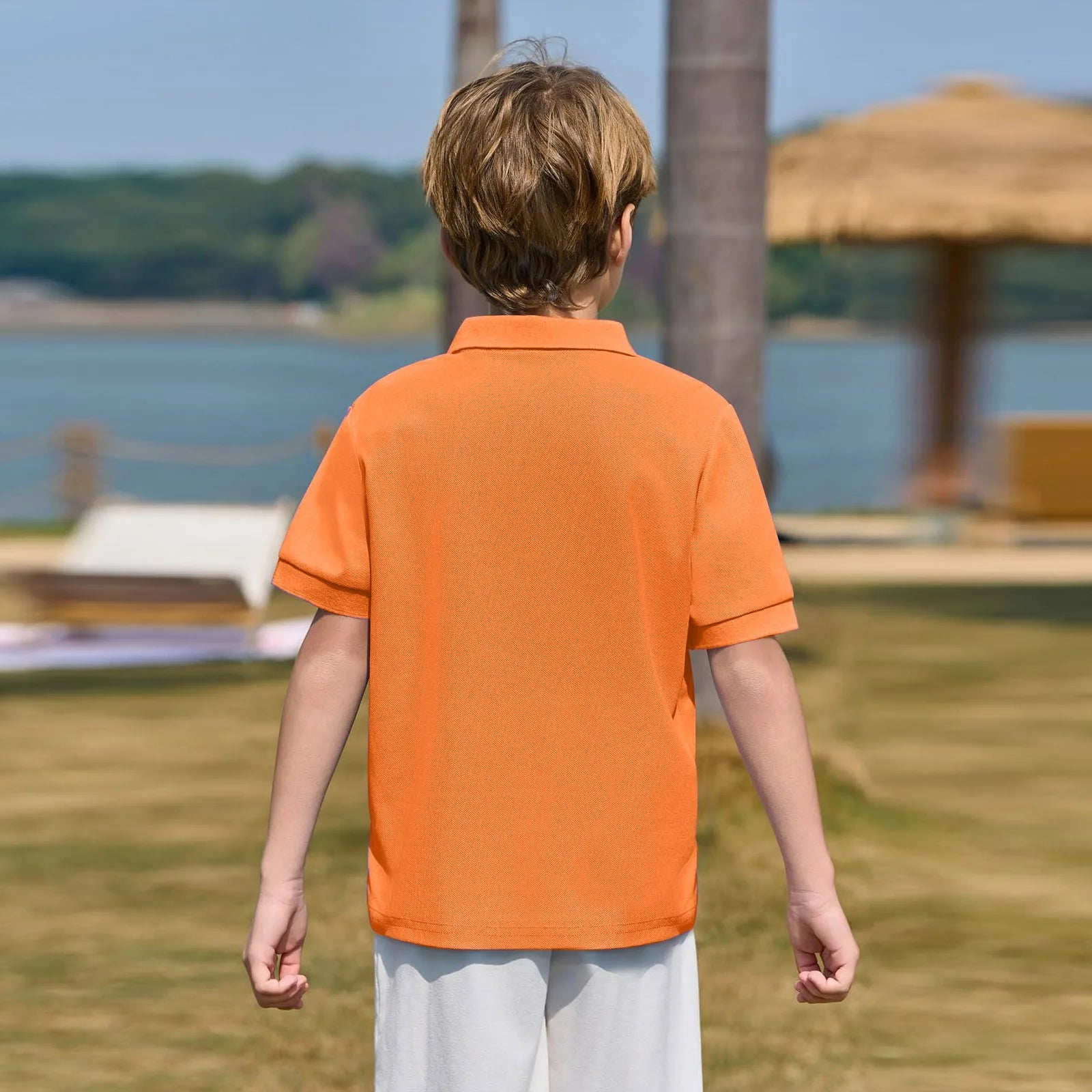 Polo Shirts Kids Basic Simple School Student Uniforms Class Uniforms Cultural Shirts Quick-Drying Turn-Down Collar for 6-11years