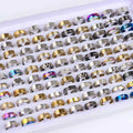 10/20 Pcs/Lot Fashion Multi Style Stainless Steel Jewelry Rings Zircon Crystal Spinner 5 Colors Punk Spikes For Womens Mens Gift