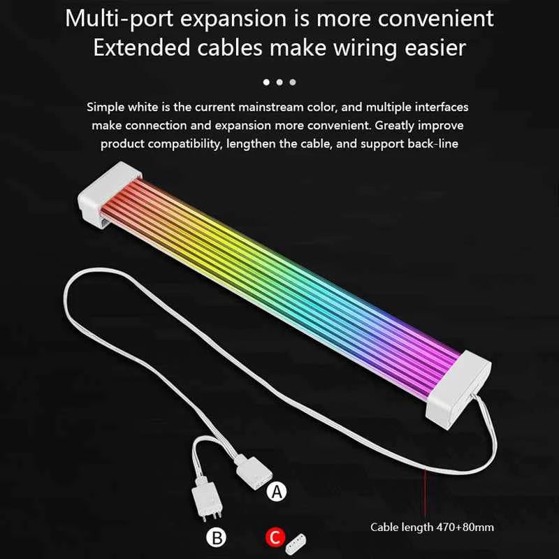 Computer Case Bendable ARGB Light Board,Suitable For Graphics Card 24pin/8pin/2x8pin/12VHPWR/Motherboard Decorative light strip