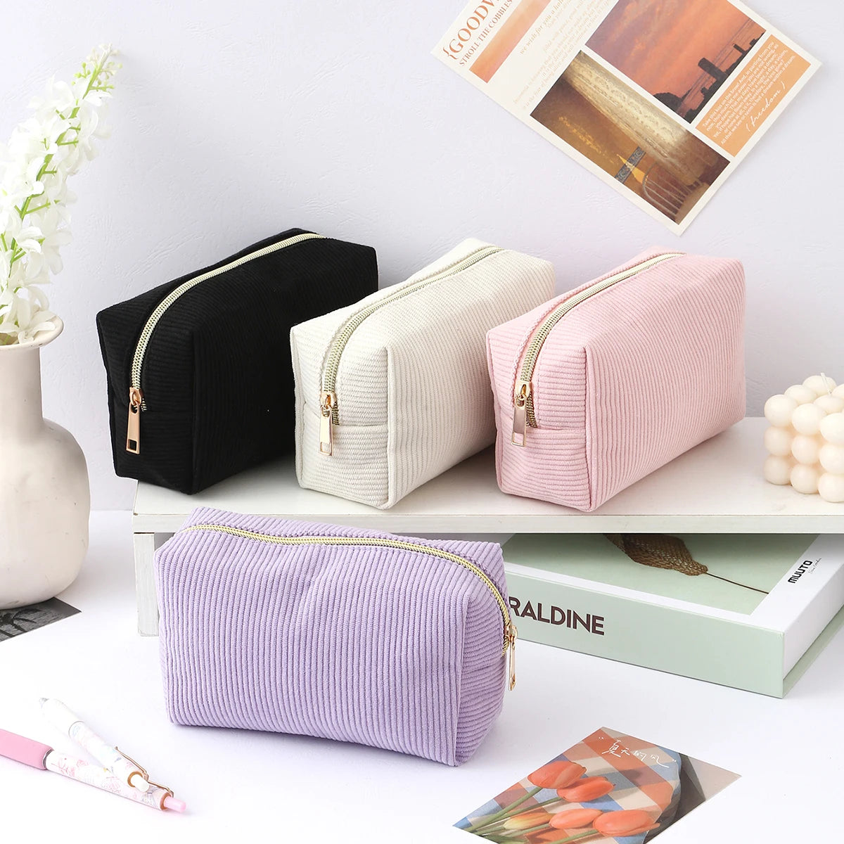1pc Vertical Stripe Single-Layer Pencil Case, Student School Supplies Storage Bag, A Must-Have for the Back-to-School Season