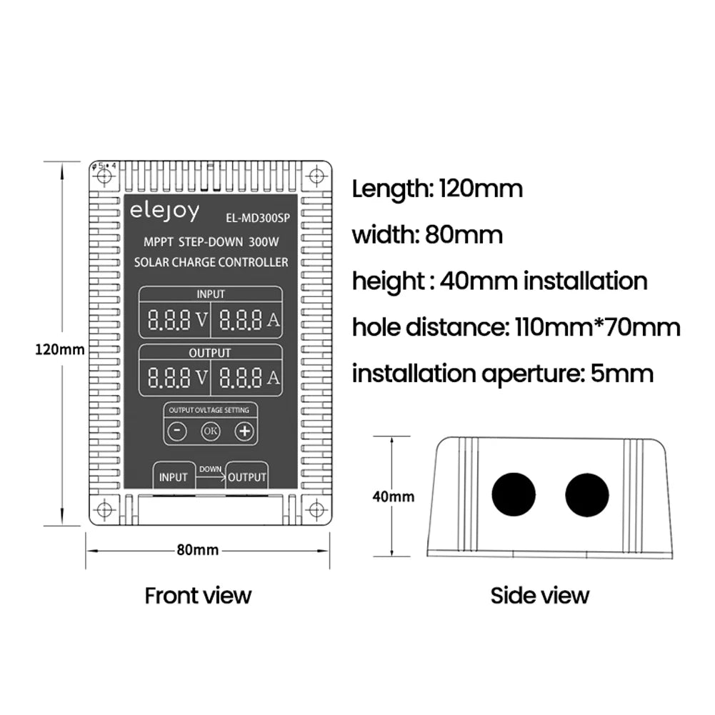 400W MPPT Solar Charger Controller Step-up/Step-down Real-time Monitoring 10~30V 12V/24Output Voltage Solar Battery Recharging
