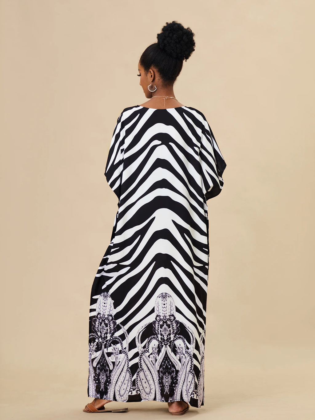 EDOLYNSA 2023 Bohemian Printed Loose Kaftan Casual Summer Vacation Maxi Dress Women Clothing Beach Wear Swim Suit Cover Up Q1469