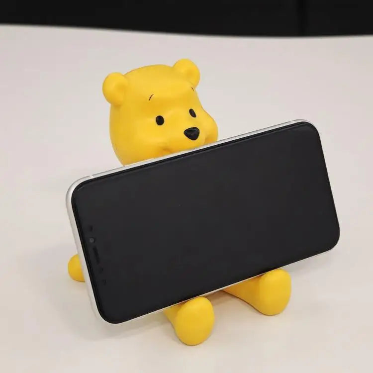 Funny Winnie The Pooh Phone Stand Holder for Desk Cute Bear Shape Universal Tablet Stand Dorm Room Decor Study Binge Watching
