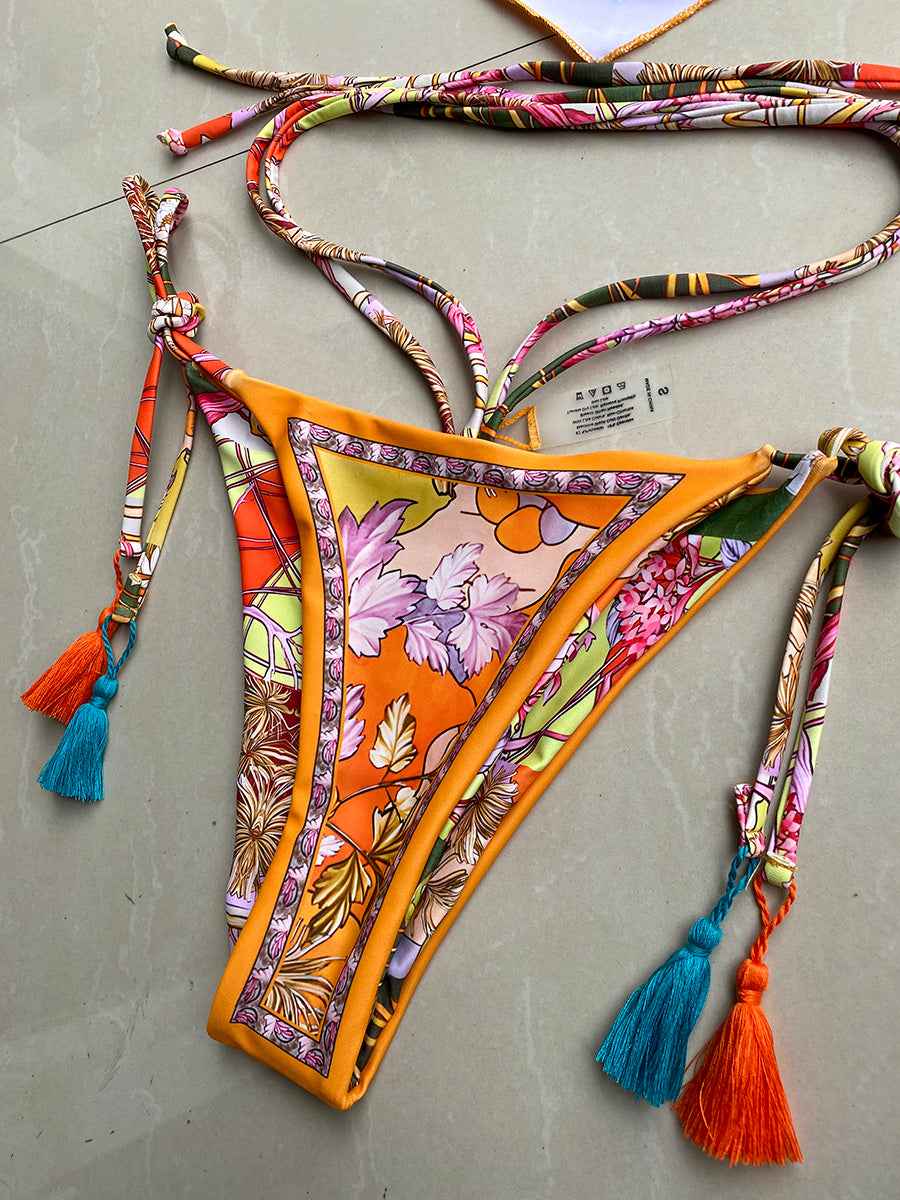 Sexy Printed Crop Top Brazilian Bikini Women Bandeau Swimwear Female Swimsuit Two-pieces Bikini Set Bathing Suit Swim Beachwear