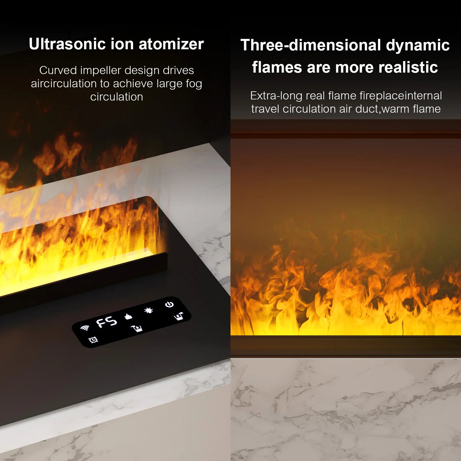 Water Electric Fireplace 3D Mist Fireplace Embedded Realistic Mist Flame Remote Control APP Interior Decoration Steam Fireplace