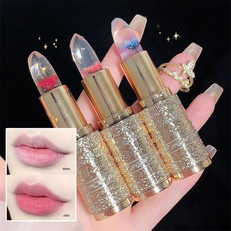 Moisturizing Flower Transparent Lipstick Temperature Color Changing Lip Balm Long Lasting Jelly Lipstick Lips Care Makeup 1pc