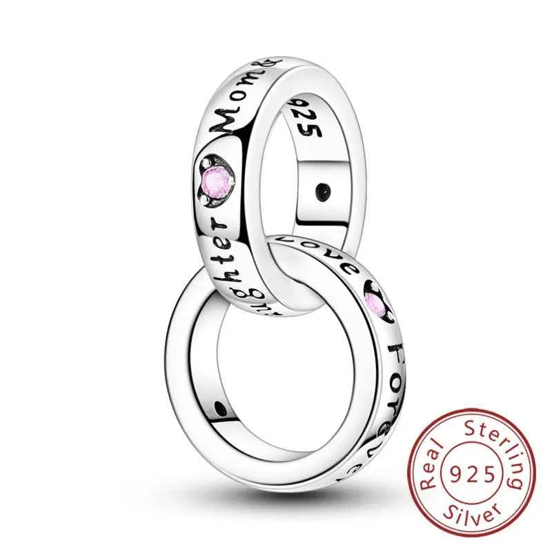 Original 925 Sterling Silver Charm Bead Mother's Day Love Heart Family Charm Bead Pendant Fits Bracelet Womens Jewelry Gifts