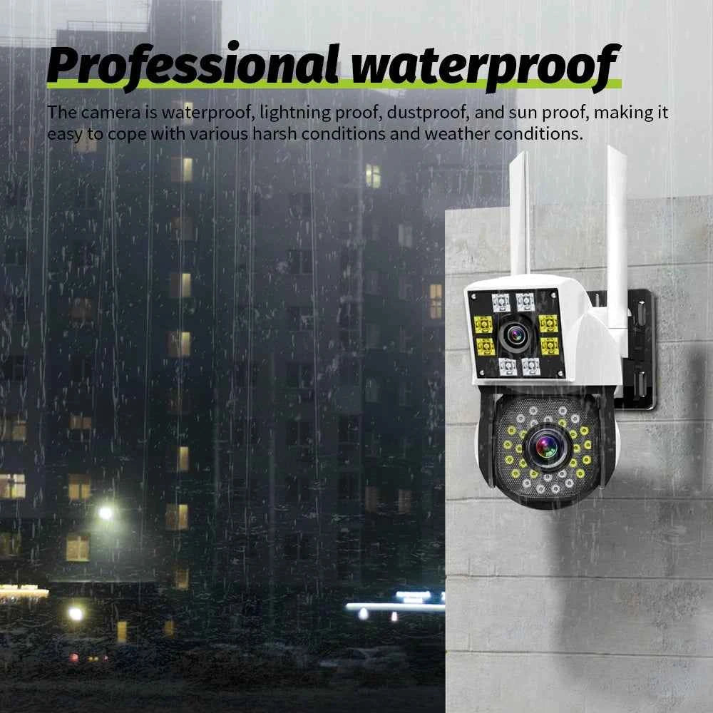 Neye 4K/8MP Wireless WiFi Camera 1080P Dual Lens Dual Screen Outdoor Home Head IP Camera CCTV Dual Lens Security Camera