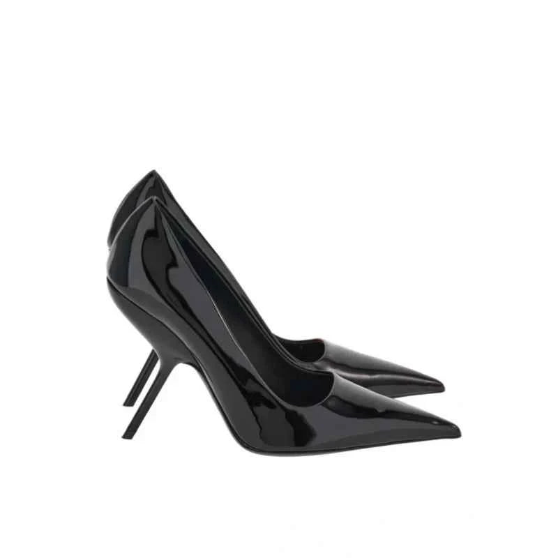 2026 New Style Women's High Heels Shoes Patent leather Pointed Toe Solid Color Night Club Party Shoes Femme Summer Half Slippers