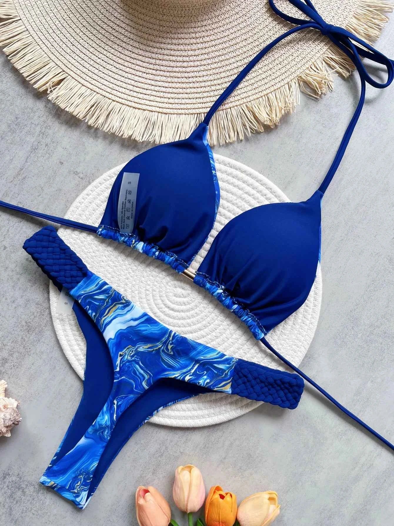 RUOTONSEPT Print Halter Mini Thong High Cut Bikini Female Swimsuit Women Swimwear Two-pieces Bikini set Bather Bathing Suit Swim