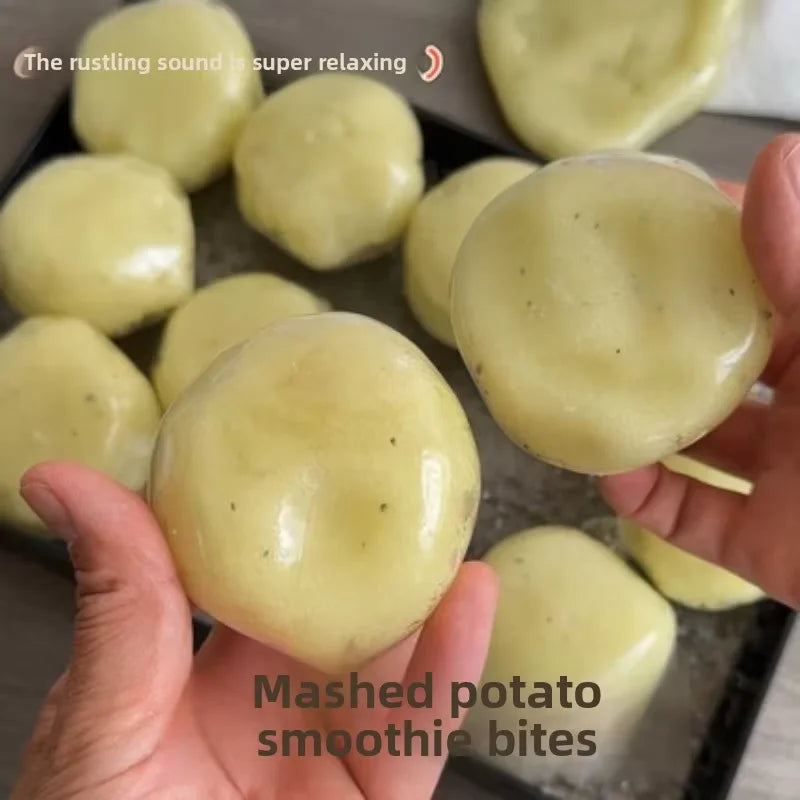 Realistic Mashed Potato Squishy Ball, Textured Soft Slow Rising, Crinkle Sound ASMR Stress Relief Squeeze Fidget Toy for Adults