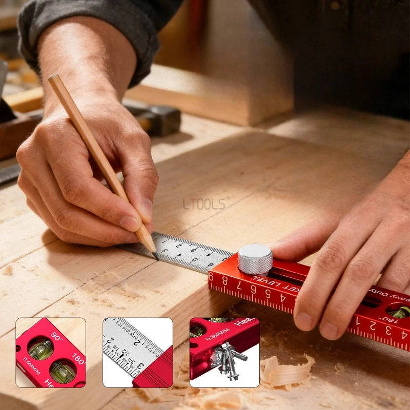 Woodworking ToolsRuler Precision Pocket Ruler Slide Ruler Inch/Metric T-Track Metal Slide Stops Aluminum Precision Rulerler