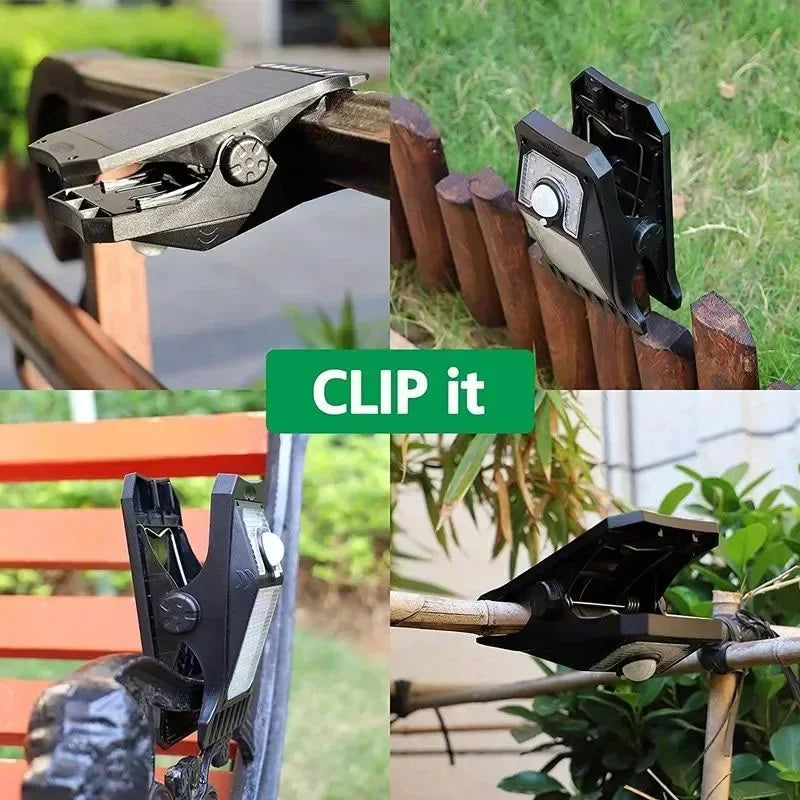 LED Solar Garden Lights Outdoor Solar Clip Light Motion Sensor Camping Lamp with 3 Mode Waterproof Fence Street Landscape