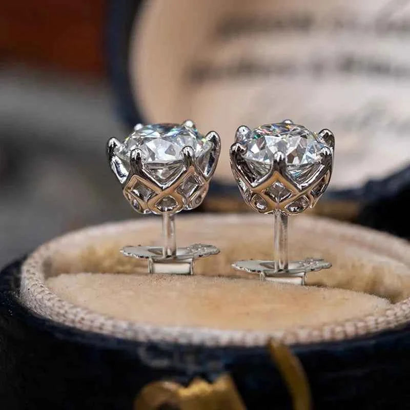 JoyceJelly 1/2/4CT VVS D Color Moissanite Russian Cut 8H8A Lab Diamond Stud Earrings For Women S925 Sterling Silver Fine Jewelry