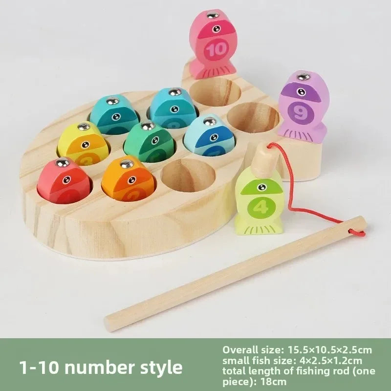 Kids Wooden Fishing Game Toy Gifts Early Education Alphabet Numeric Cognitive Toys Children Interactive Games Toys for Gifts