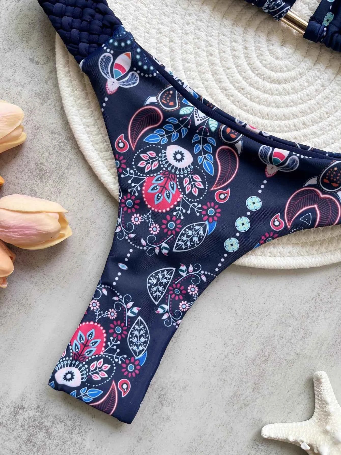 RUOTONSEPT Print Halter Mini Thong High Cut Bikini Female Swimsuit Women Swimwear Two-pieces Bikini set Bather Bathing Suit Swim