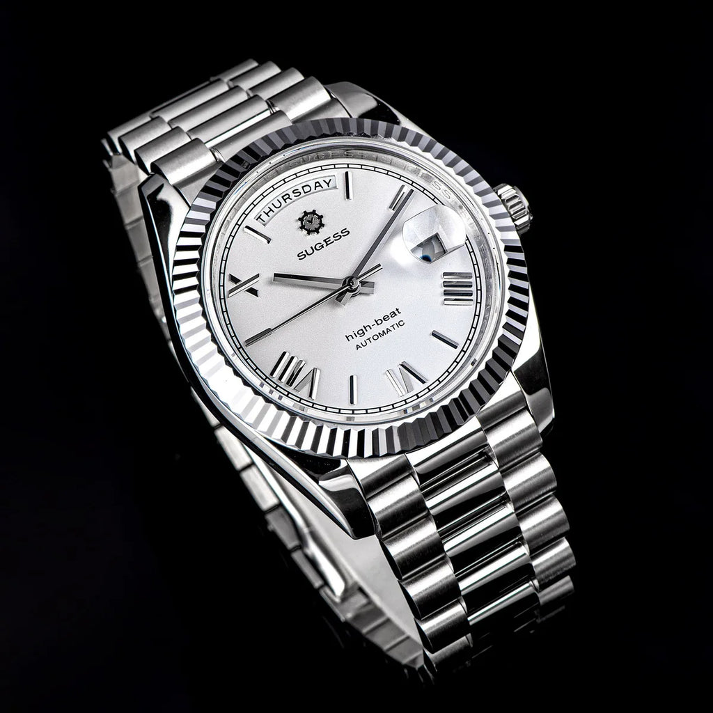 Sugess 40mm Men's Watches Automatic Date Mechanical Day Wristwatch Peacock SL3034 Movement Sapphire Waterproof Luxury Retro New