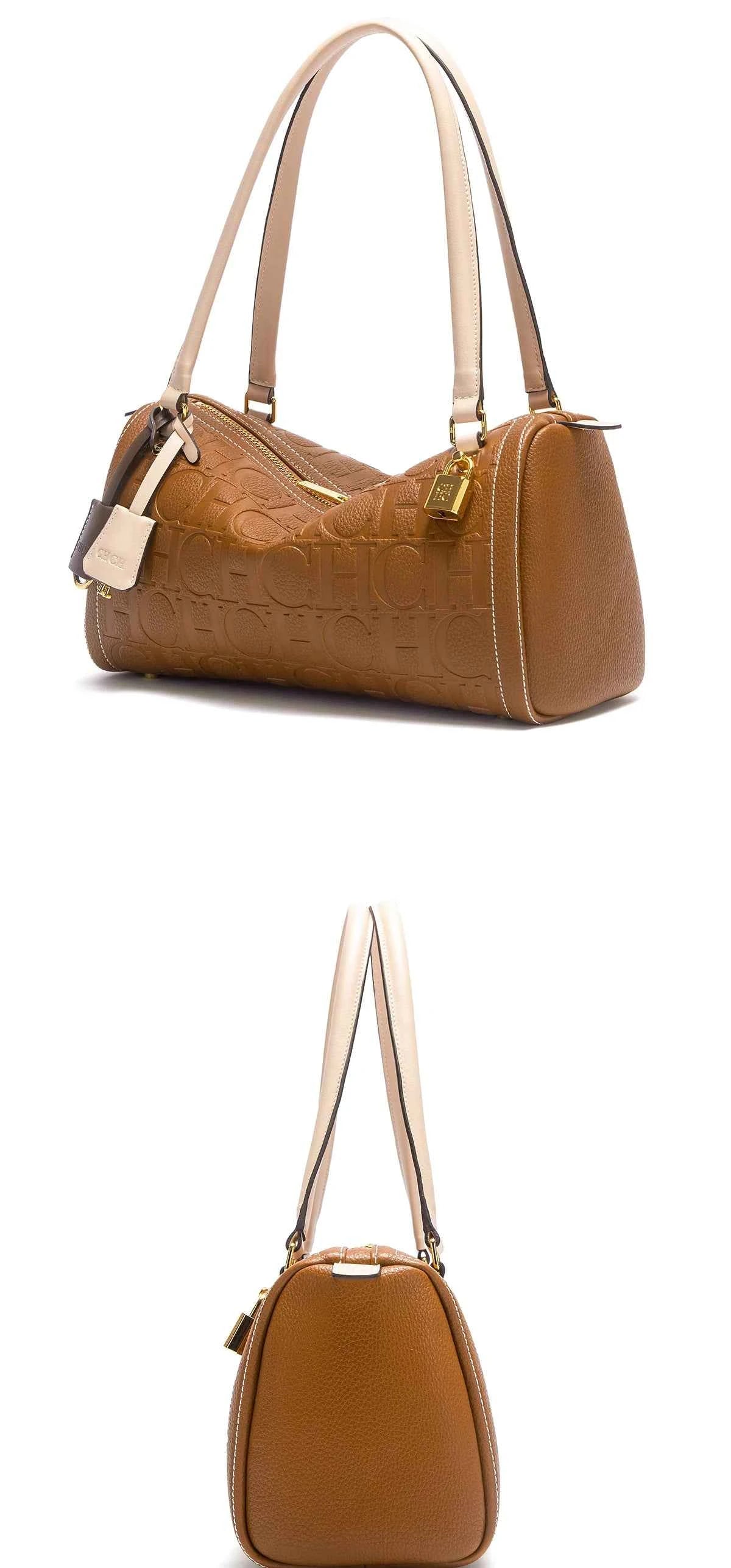 C-H Women's Boston Bag Autumn Winter New Collection Letter Design Texture Shoulder Bags