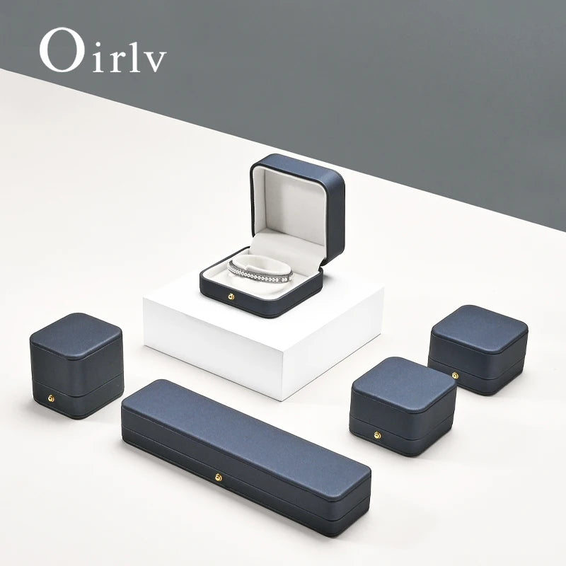 Oirlv Jewelry Ring Box Leather Earring Necklace Pendant Gifts Display Box For Proposal Engagement Wedding Case Jewelry Organizer