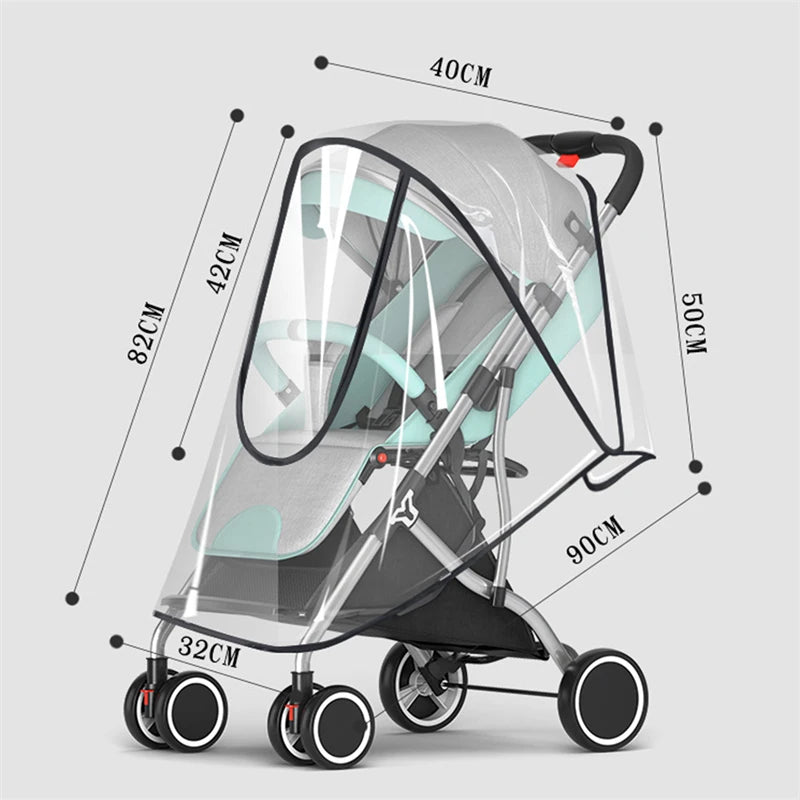 Universal Stroller Rain Cover Baby Car Weather Wind Sun Shield Transparent Breathable Trolley Umbrella Raincoat Accessories
