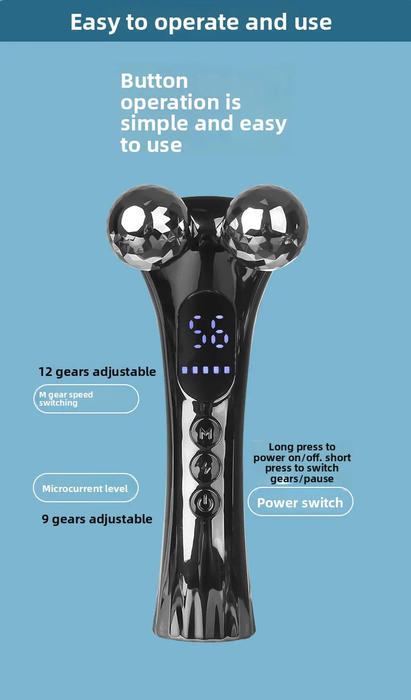4D Roller Massage Tool Microcurrent Massager Three-dimensional Shaping Facial Neck Skin Beauty Device Handheld Electric  Adults