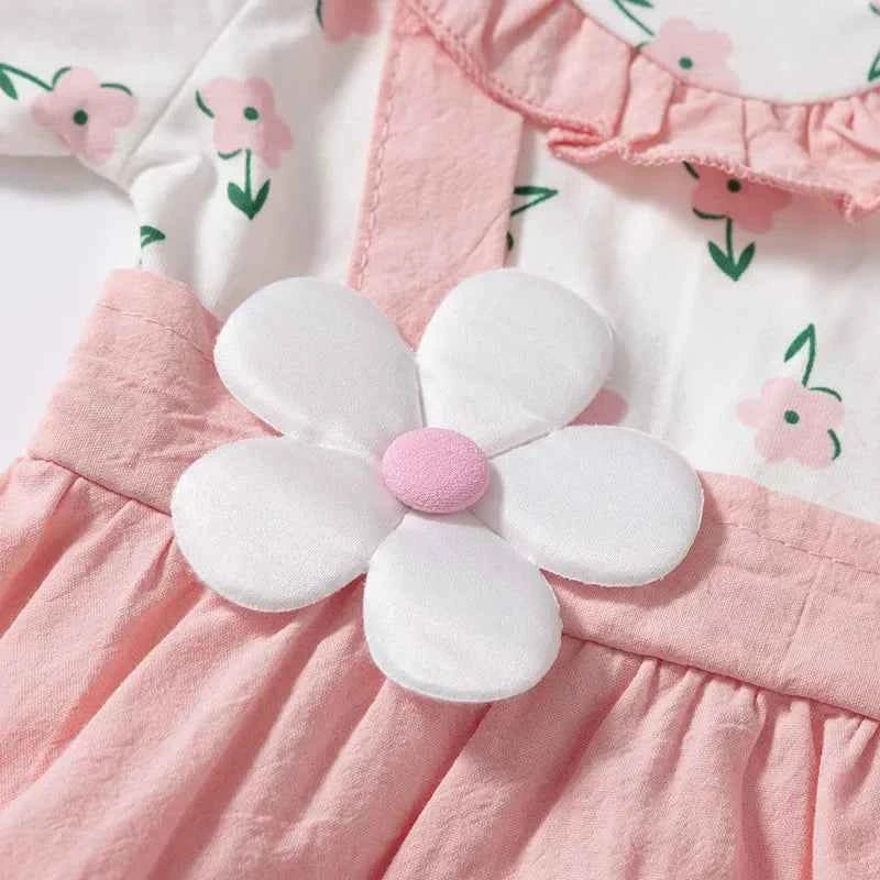Baby Girl Dress Summer Small Floral Print Lace Lapel Cute Baby Girl Dress Summer Vacation Two Cute Baby Girl Dresses