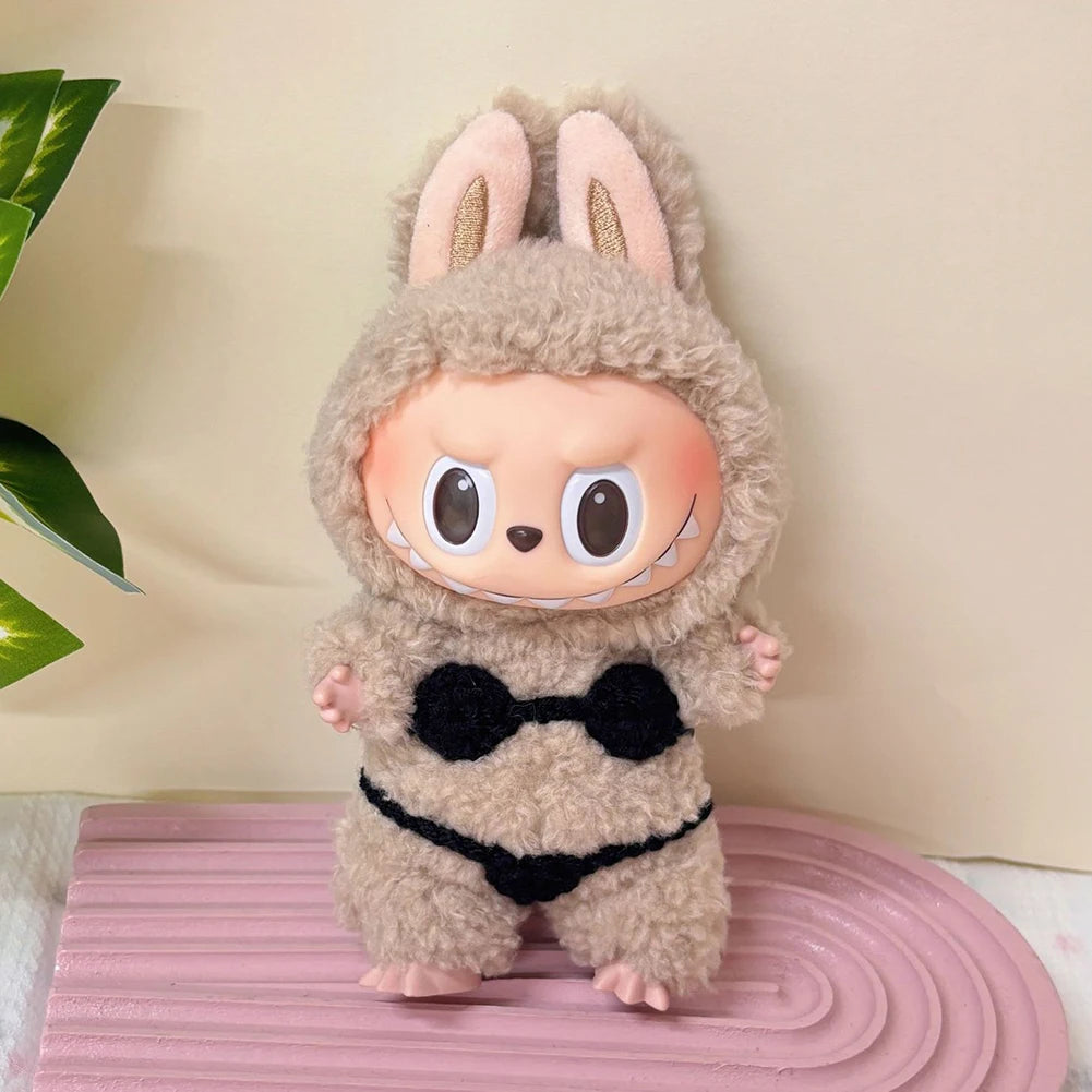 Mini Doll'S Clothes Outfit Accessories For 15-17cm Labubu Idol and 10cm cotton doll Solid color one-piece swimsuit Clothing Gift