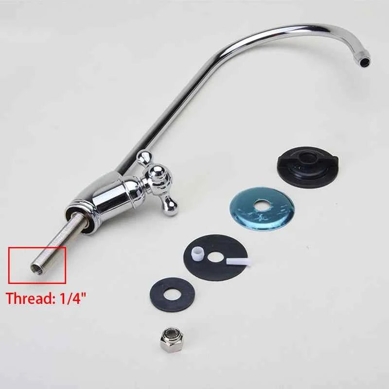 Gooseneck Water Purifier Faucet 1/4" Thread Interface Water Filter Parts Kitchen Direct Drinking Water Reverse Osmosis