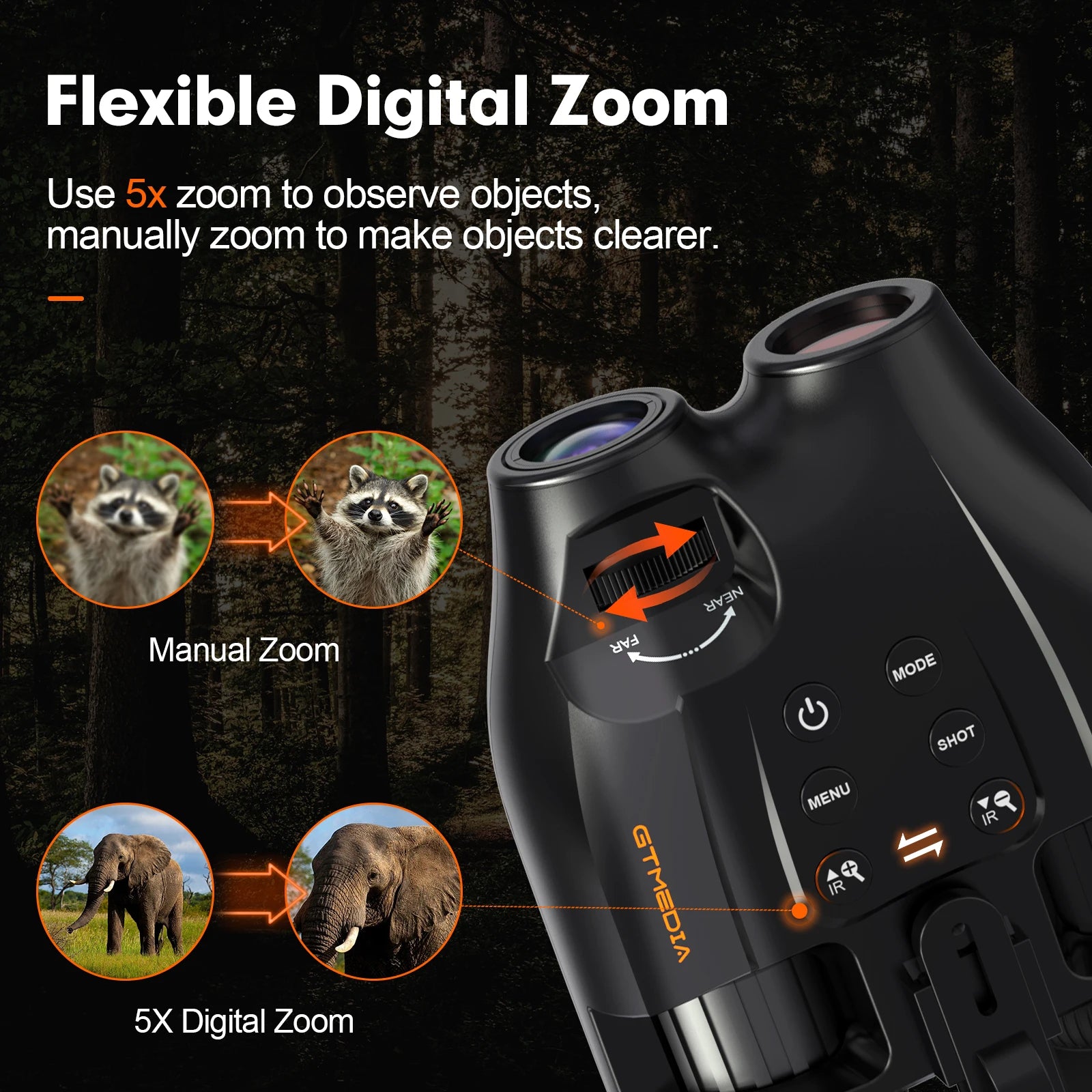 Night Vision Binoculars with Head Mount Goggles Telescope Infrared 300 Meters Darkness Goggles for Hunting Hunting Surveillance
