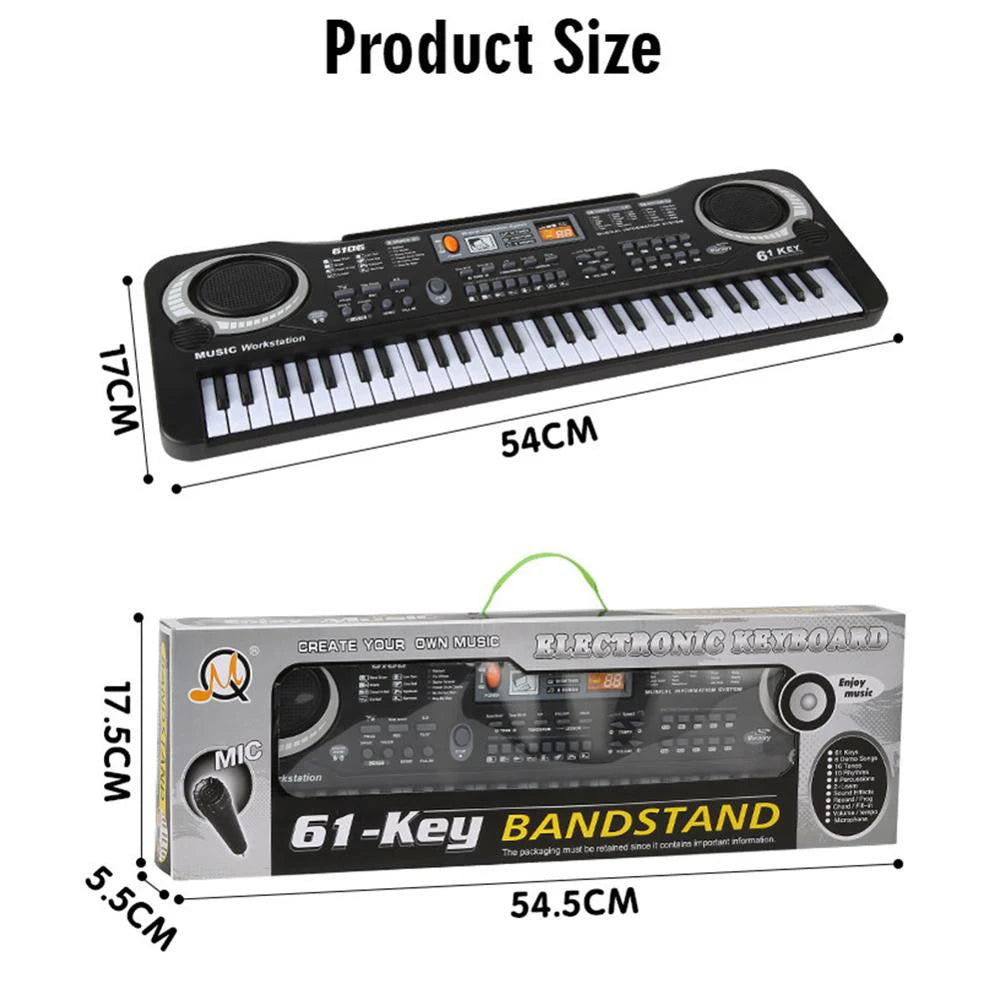 Kids Electronic Piano Keyboard Portable 61 Keys Organ with Microphone Education Toys Musical Instrument Gift for Child Beginner