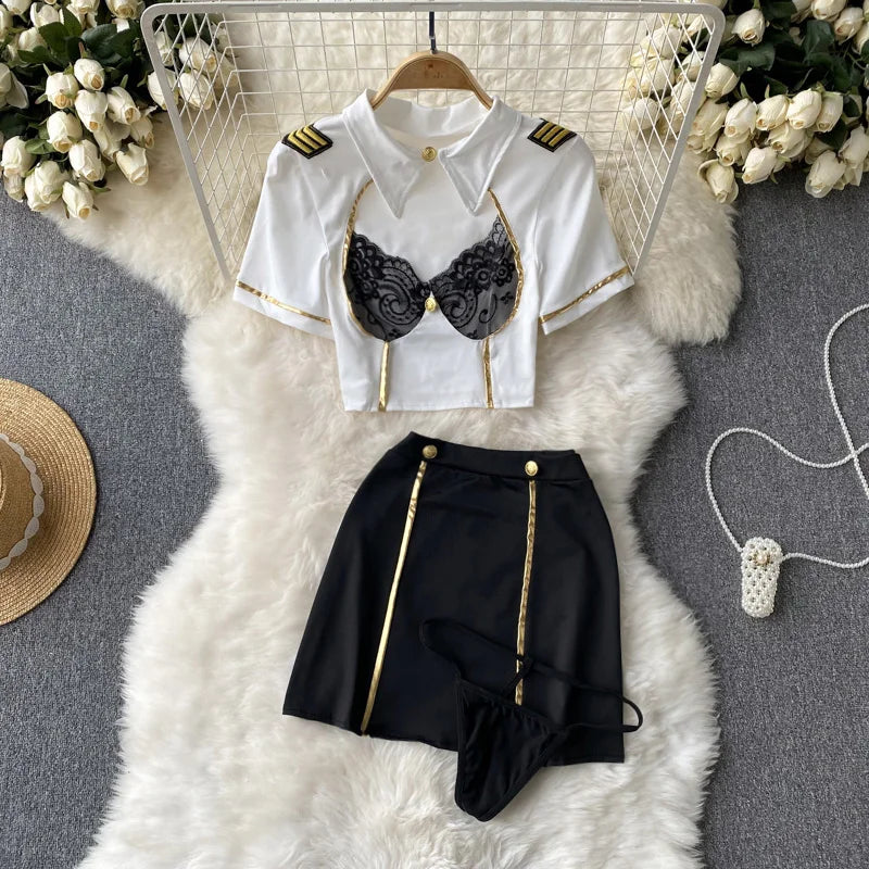 Girls Sexy Cute Japanese JK Uniform  Mini Checkered Strap Skirt Off Shoulder High Waist Elastic Cosplay Dress Hot Sweet Pajama