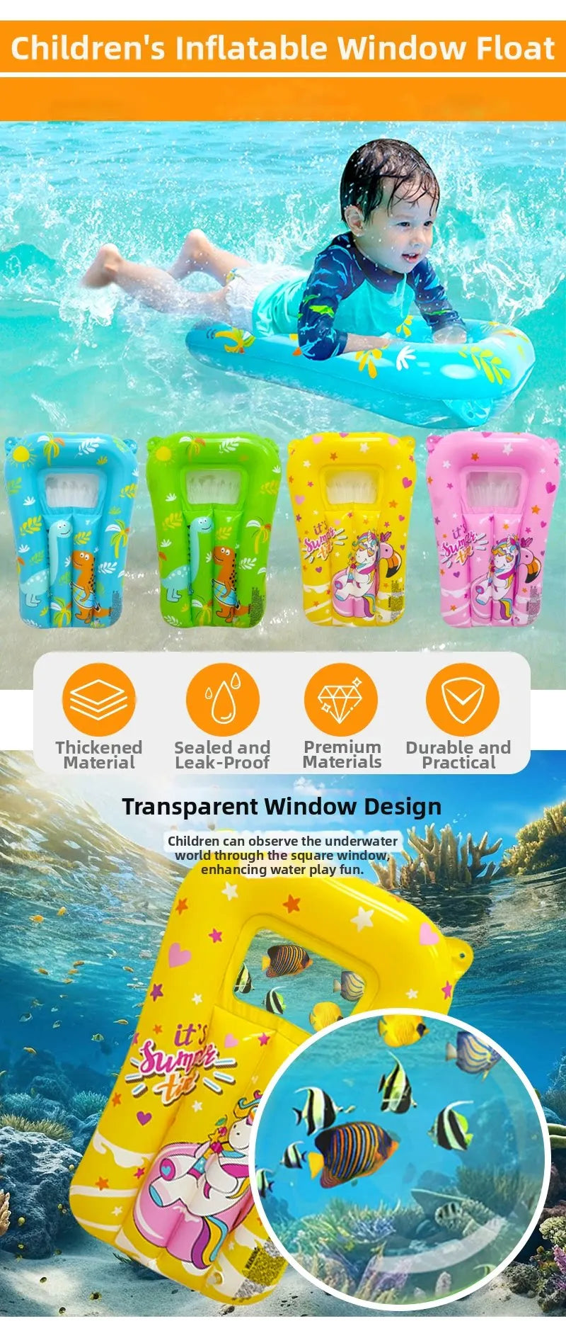 Kids Inflatable Pool Float Cartoon Swimming Ring Summer Beach Water Play Toys for Baby Children