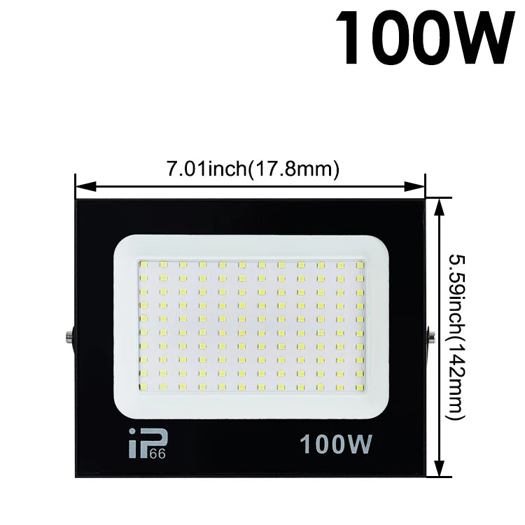 LED Flood Light Spotlight AC220V 100W 200W IP66 Waterproof LED Black Shell Garden Street Gate Wall Floodlights