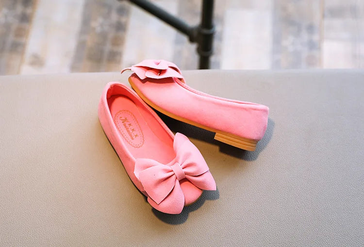 Baby Girls Shoes Princess Bow-knot Flock Fabric Spring Autumn Kids Flats Children Casual Loafers Candy Color Toddlers Shoes Soft