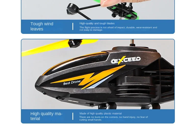 RC Helicopter 2CH Induction Remote Control Floating Airplane Gesture Control Aircraft Suspension Quadcopter with LED Kid Gift