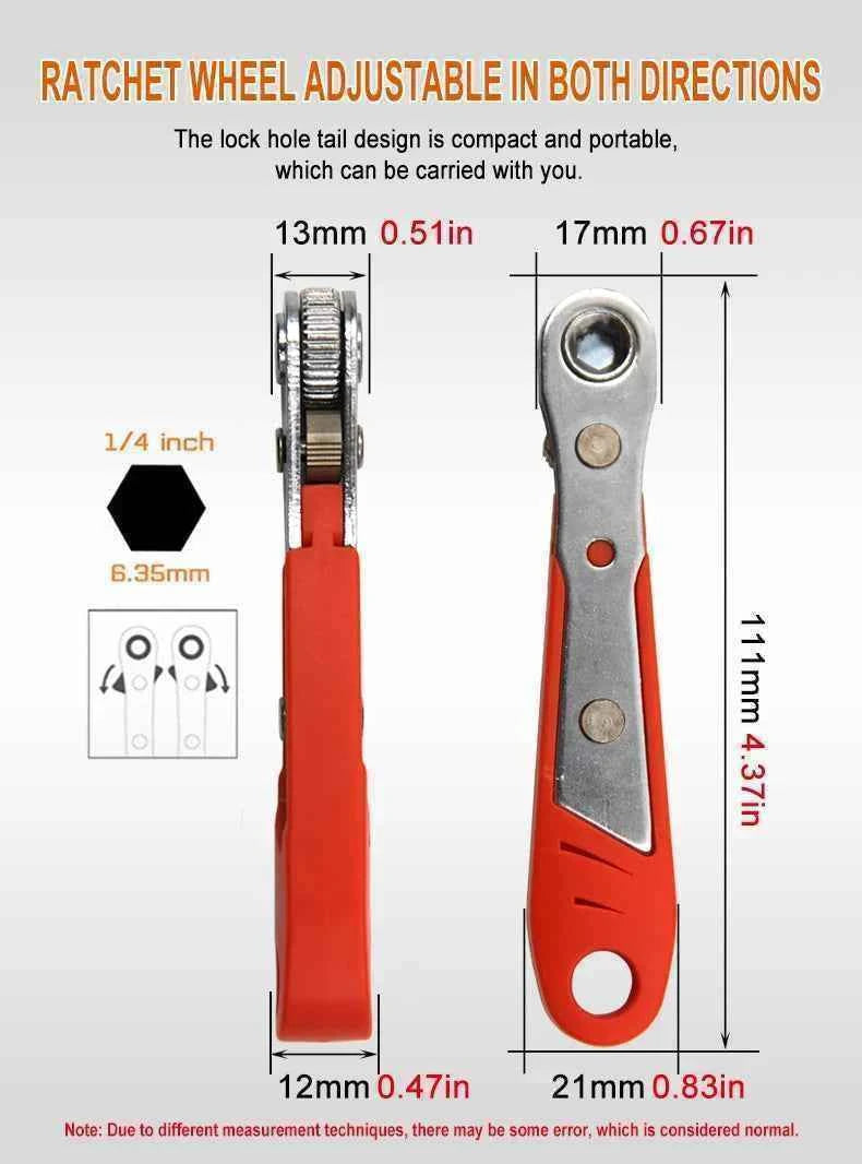 Multifunctional Bidirectional Ratchet Screwdriver Right Angle Magnetic Wrench Cross Shaped Short Screw Orange Tool